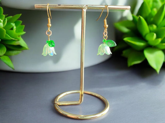 Green Floral Drop Earrings