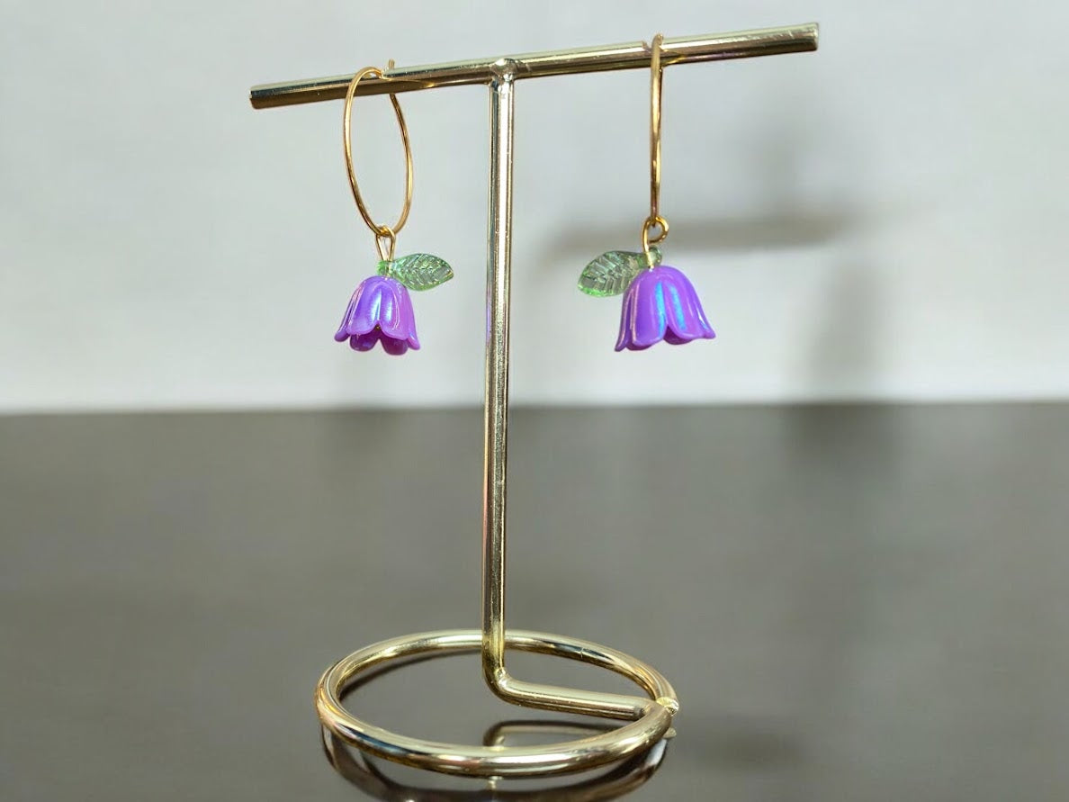 Purple Floral Drop Earrings