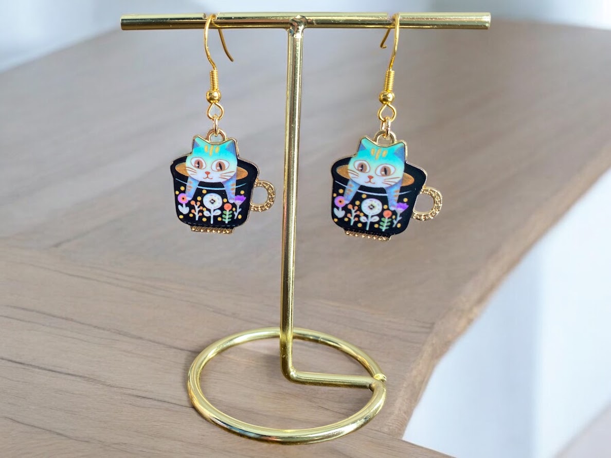 Kitten in a Cup Earrings