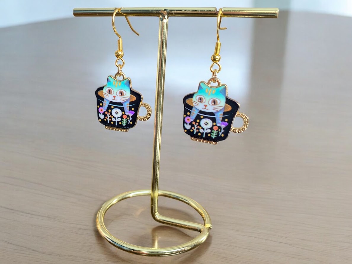 Kitten in a Cup Earrings