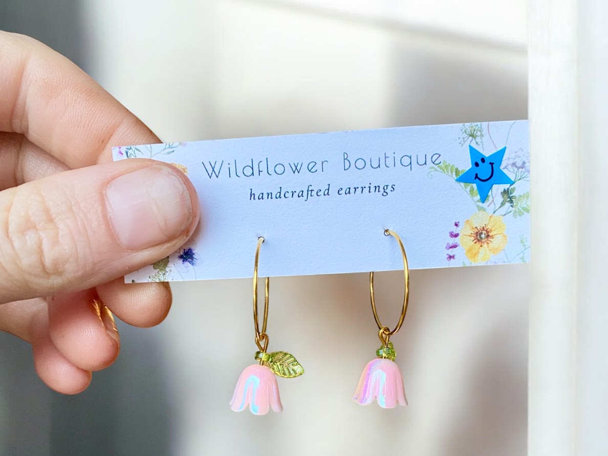 Pink Floral Drop Earrings