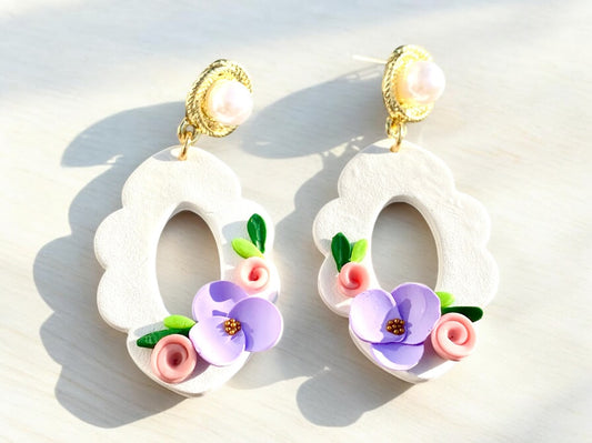 Elegant Floral Pearl Earrings