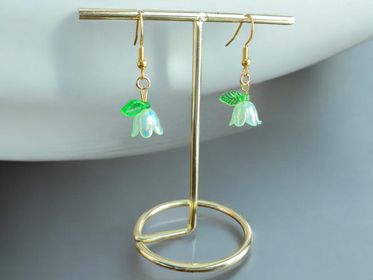Green Floral Drop Earrings