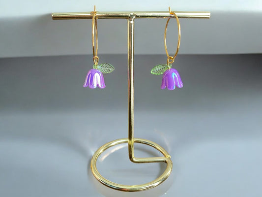 Purple Floral Drop Earrings