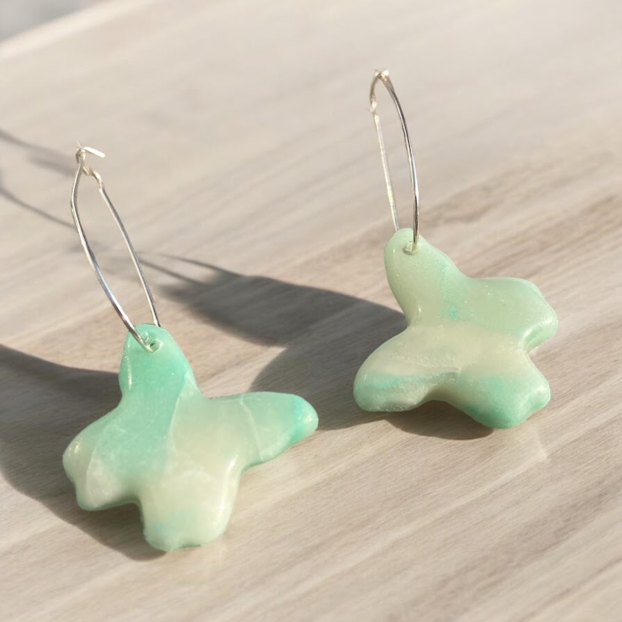 Aqua Winged Butterfly Earrings