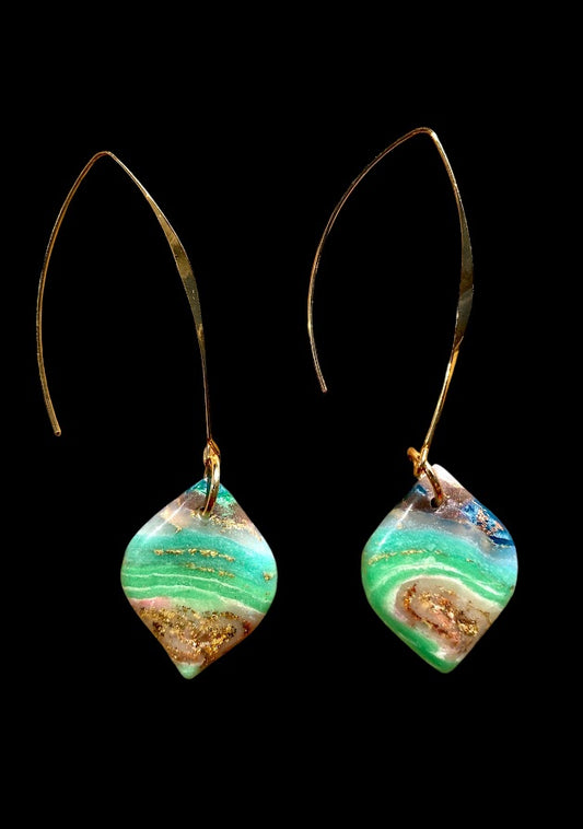 Golden Lagoon Agate Earrings